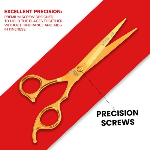 NIXCER SERIE PROFESIONAL BORDE DE AFEITAR LLAVE TORNILLO CORTE PELO TIJERA 6.5" DORADO - Imagen 4 de 7