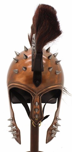 Medieval Warrior Brand 18G Steel Punk Trojan Helmet w/ Ponytail & Leather Liner - Picture 2 of 10