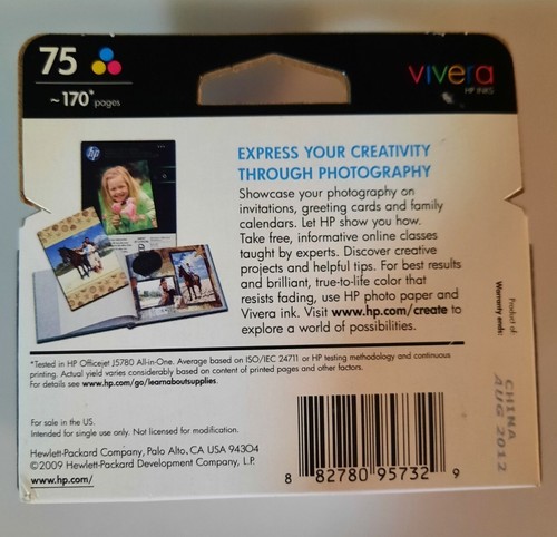 HP 75 Tri-Color Original OEM Printer Ink CB337WN HP Date: Aug 2012 - FAST SHIP - Picture 2 of 4