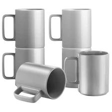 6 Pcs 15 Ounce Grey Porcelain Tea Mugs Coffee Mug Set for Cocoa Drinks