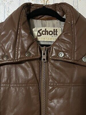 Vintage Leather Jacket Schott NYC Sportswear Puffer Bomber Vintage Leather Jacket Schott NYC Sportswear Puffer Bomber