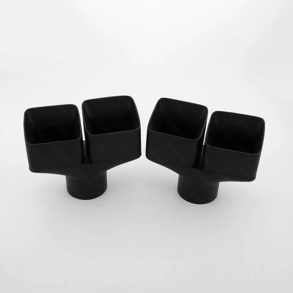 Black Exhaust Tips 3" Inlet Square Out Angle Cut Dual Wall Staggered SS304 - Image 4 of 4