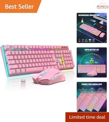 Wireless Gaming Keyboard Mouse Combo LED Backlit Rechargeable for PC Gamers