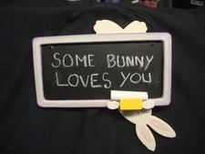 Hanging Wooden Chalkboard Bunny w Chalk