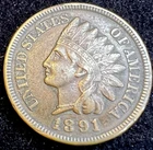 1891 Indian Head Cent VF - AU Condition FULL LIBERTY Beautiful 1c Coin