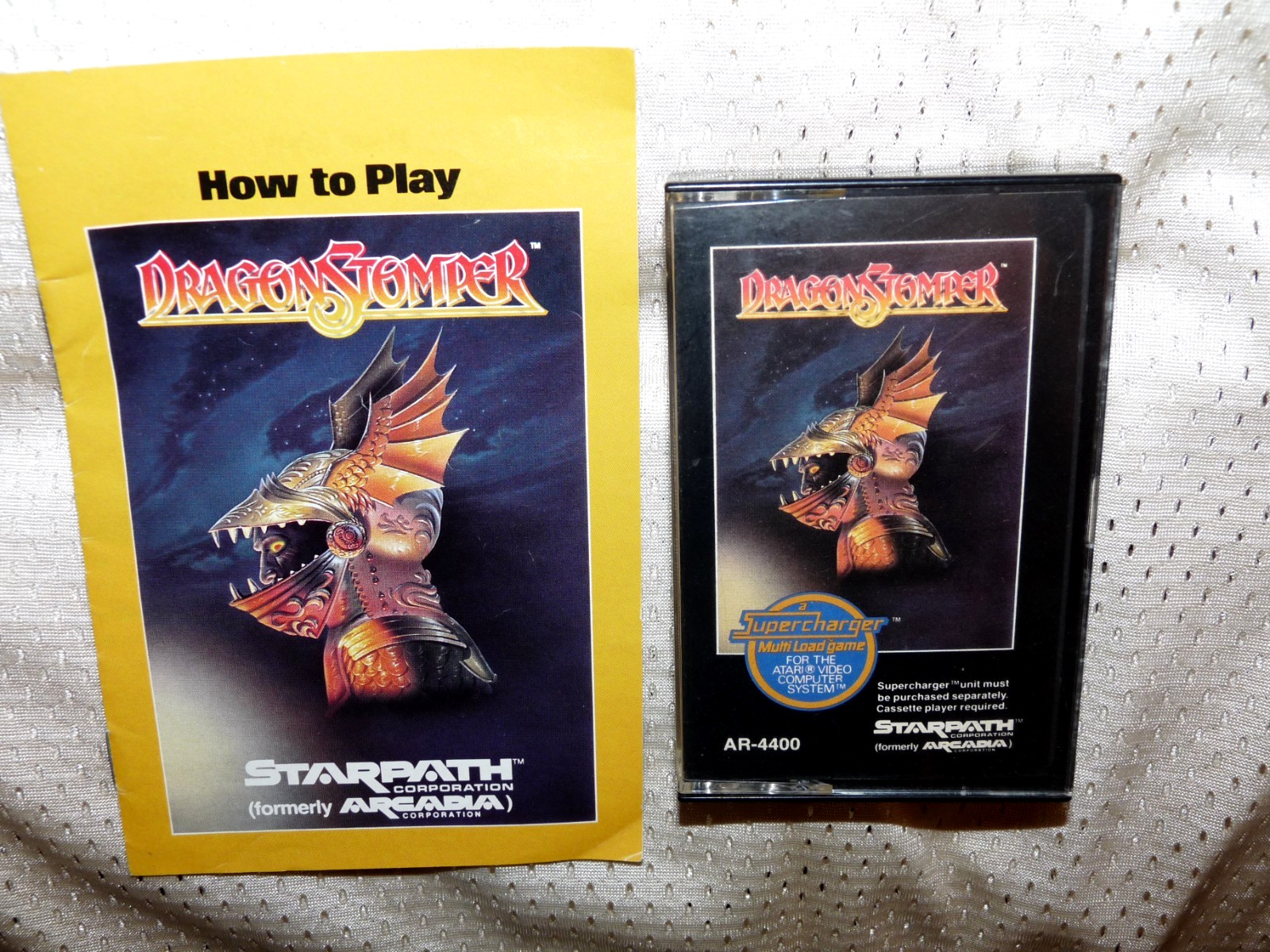 DragonStomper Atari 2600 Video Game Super Charger Cassette Tape Dragon Stomper