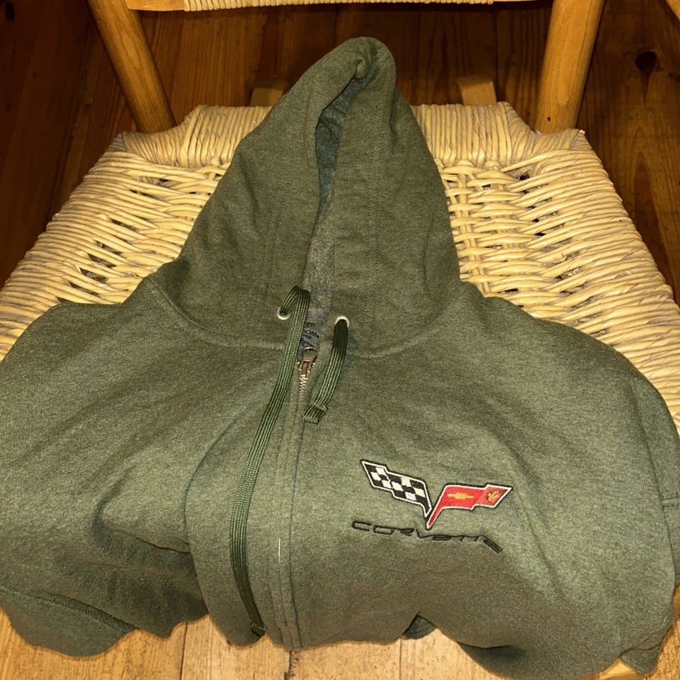 Толстовка с капюшоном Corvette, зеленая, размер 2XL, отверстие рядом с одной манжетой - Изображение 3 из 4