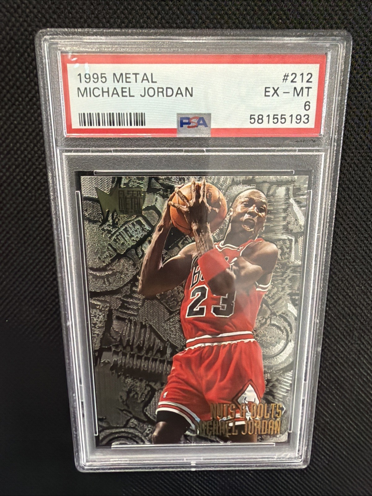 Michael Jordan 1995 Metal Nuts & Bolts #212 - PSA 6 - Nice Clean Slab view 2