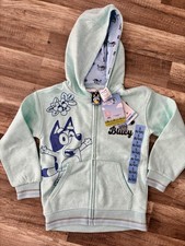Bluey Licensed Character Girls' Jacket Zip Up Hoodie Embroidered Size 6-6X New