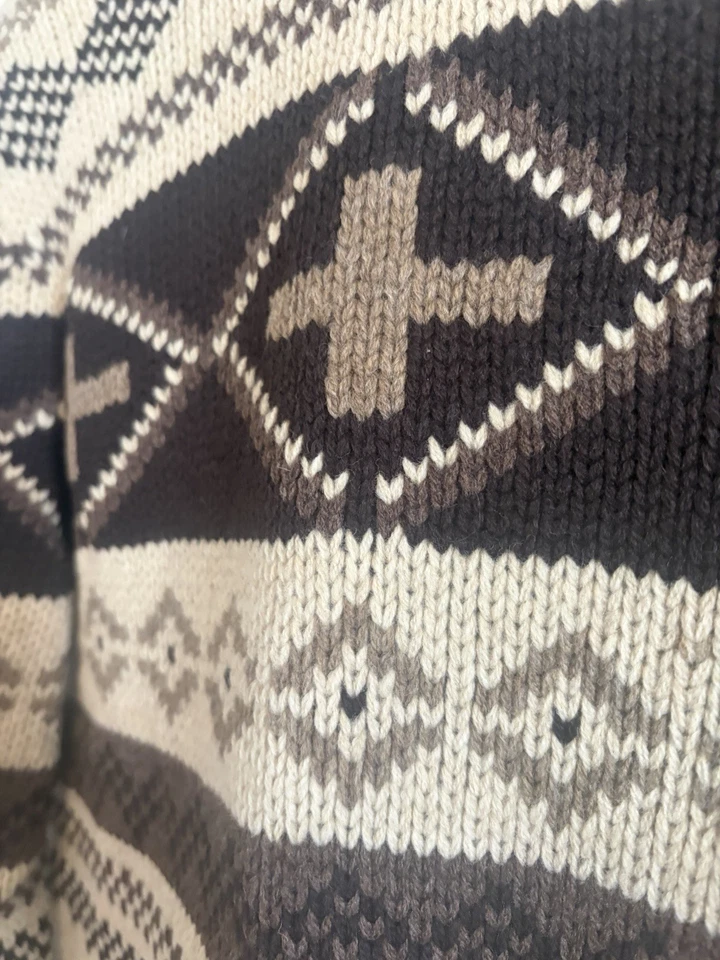 Suéter De Colección Lauren Ralph Lauren Petite Azteca Suroeste Marrón Geo Cruz Lana-PL- Foto 4 de 4