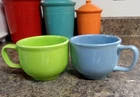 Lot/2 FIESTA WARE HLC USA Jumbo Mugs Cups ~ LEMONGRASS Green & PERIWINKLE Blue