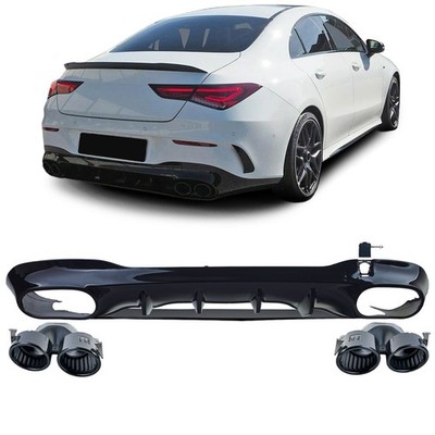ANG look Sport rear diffuser with black tailpipes for Mercedes CLA C118 X118 201