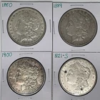 1880 1889 1900 1921-S Morgan Dollar Lot of 4