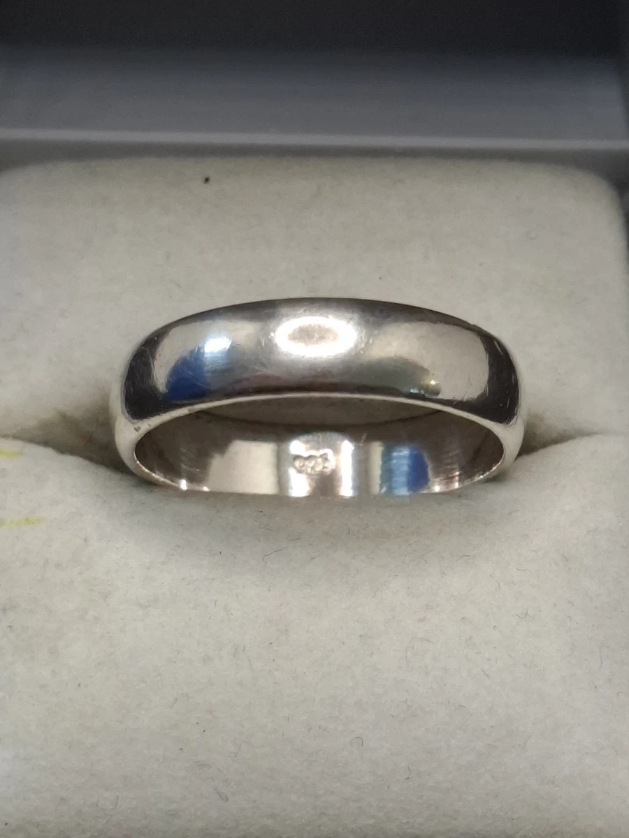 Bague Ancienne Argent Massif 925 - Alliance Jonc Avec Pierre Rose - Taille 53