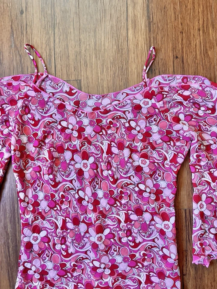 Top Y2K Años 2000 Talla 11/12 Juniors Rosa Floral Manga Acampanada Transparente Hada Capricho Foto 3 de 4