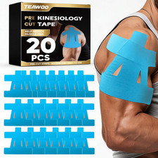 Precut Kinesiology Tape for Shoulder Blue 20 Pcs 
