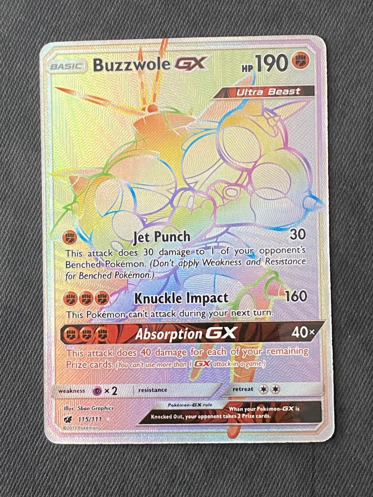 Buzzwole GX (Secret) Secret Rare Holo SM - Crimson Invasion 115/111 NM