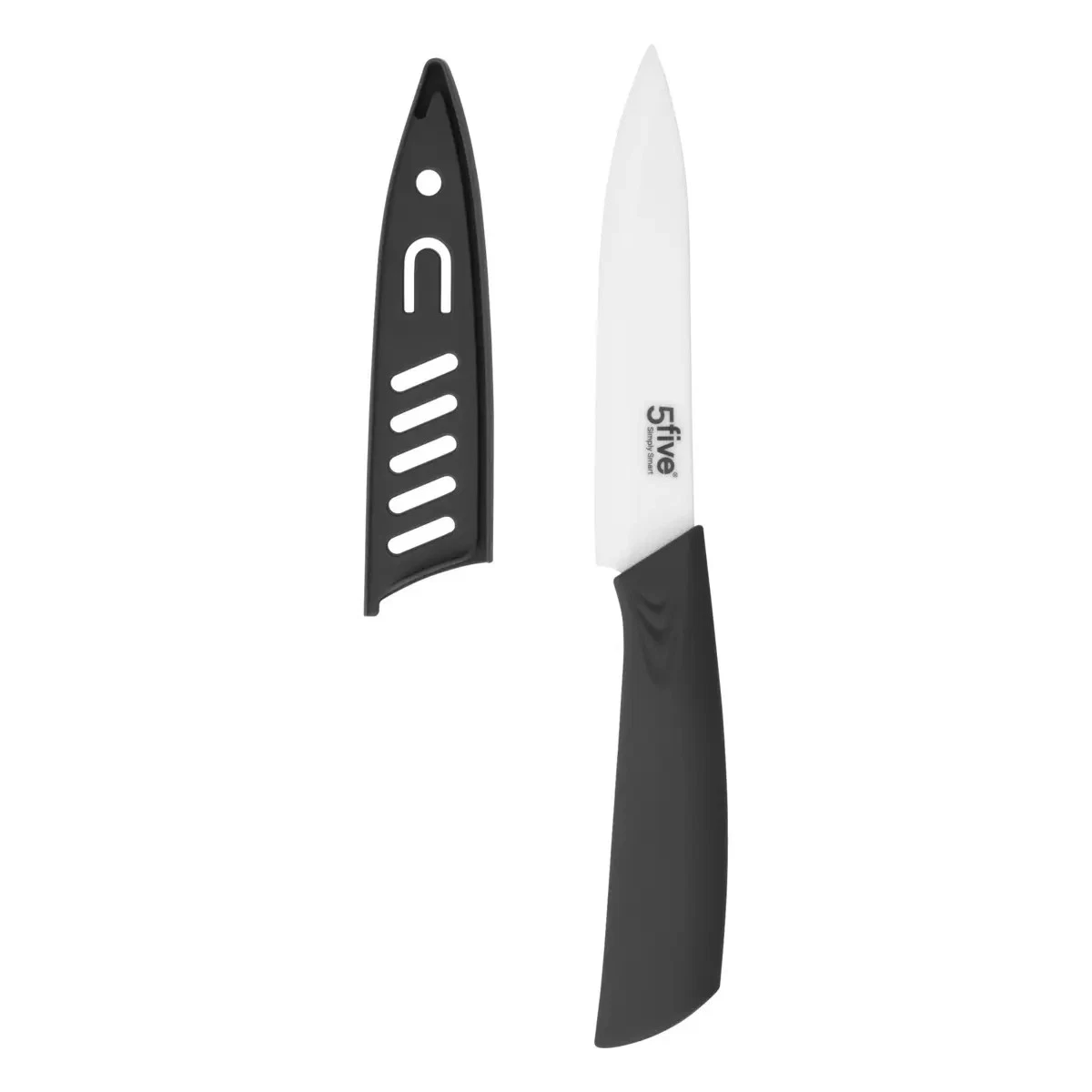 Coltello Da Carne In Ceramica – Lama 15 Cm – Manico Nero In Plastica, Lavabile In Lavastoviglie