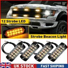4x 12 LED Amber Truck Car Emergency Beacon Warning Hazard Flash Strobe Light Bar