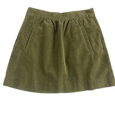 J. Crew Mini Skirt Women Sz 2 Green Corduroy Preppy Dark Academia