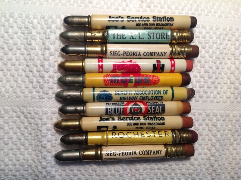 Ten Vintage Advertising Bullet Pencils-Different Advertising