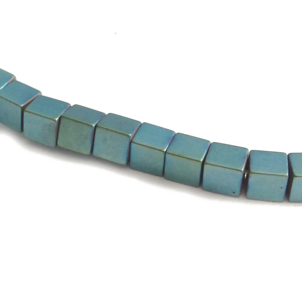 Hämatitperlen Würfel 3 mm blau grün Strang 130 Perlen Spacer nenad-design AN612 - Bild 4 von 4