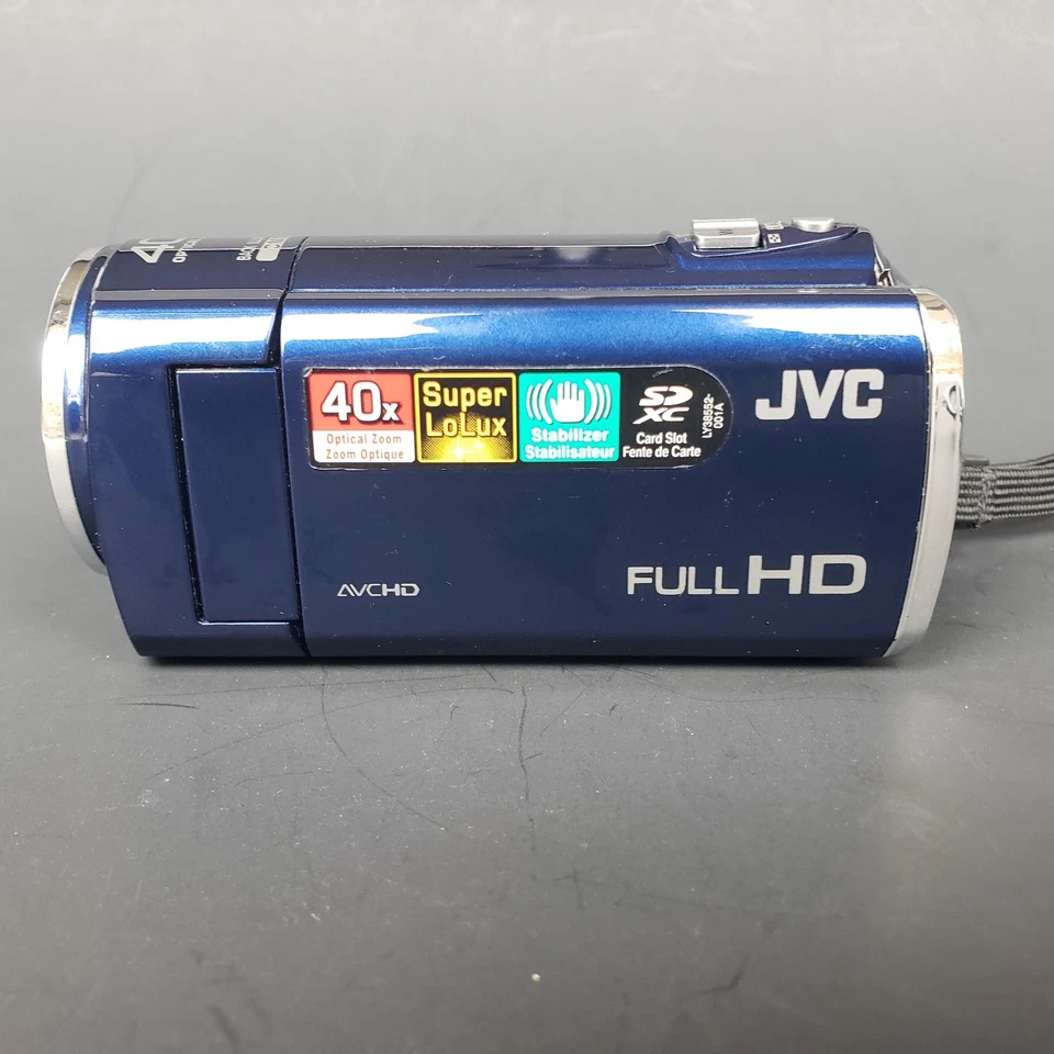 JVC Everio GZ-E100AU 40x Zoom Full HD Camcorder Blue Battery Charger & SD Card - Image 2 of 4
