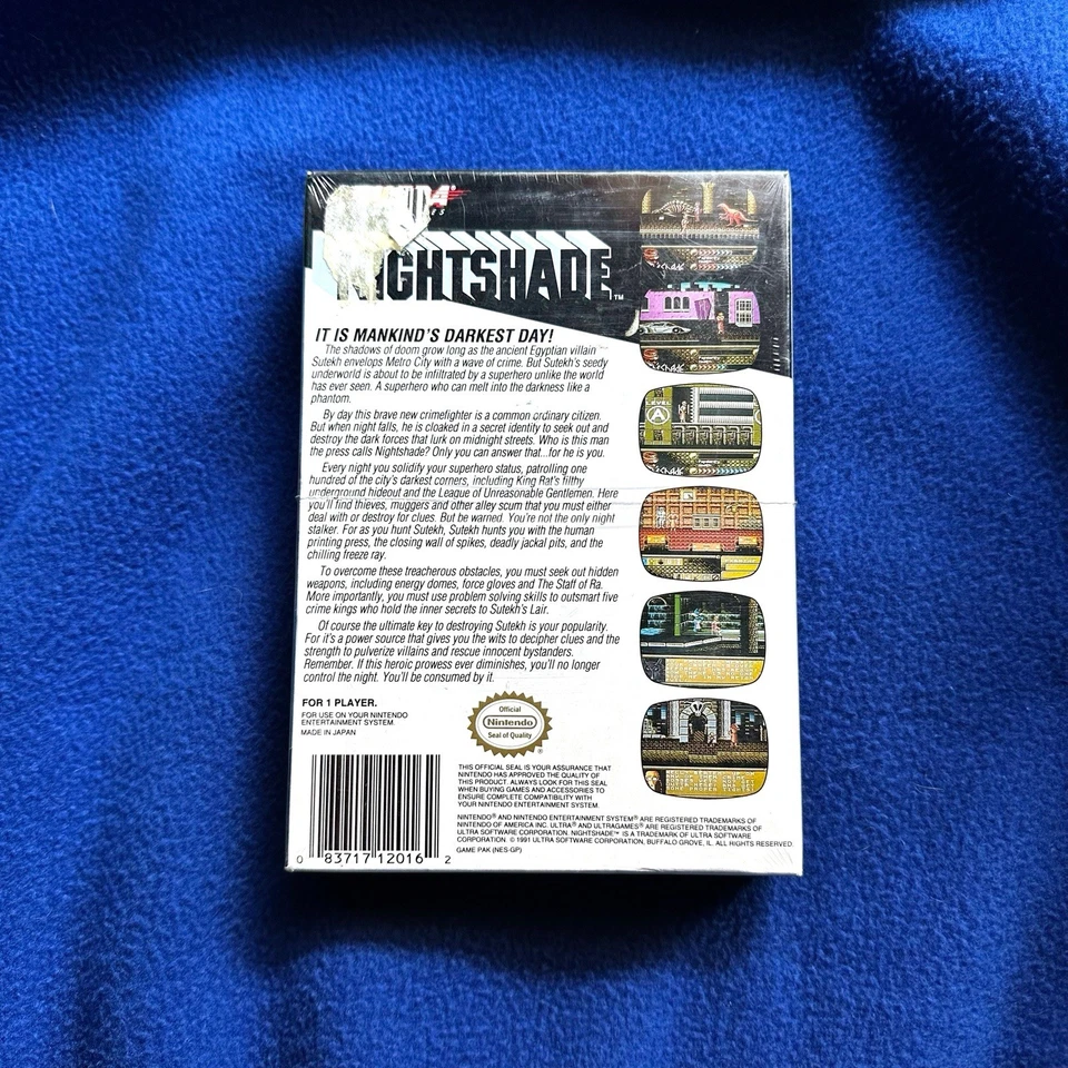NEW Vintage Nightshade (NES, 1991), CIB w/ Manual & Inserts Nintendo - SEALED - Image 3 of 4
