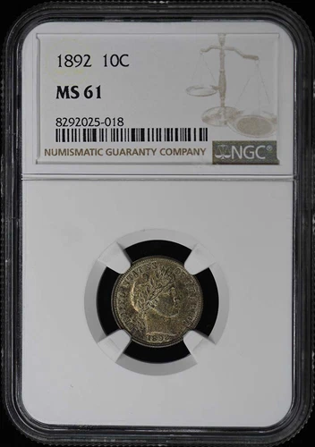 1892 Barber Dime 10C NGC MS61