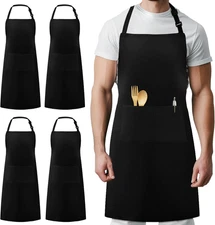 4 Pack Chef Apron, Adjustable Bib Apron Waterdrop Resistant Professional Cooking