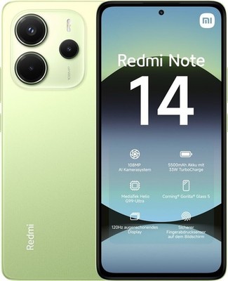 Xiaomi Redmi Note 14 4G Handy 256GB/8GB 6,67'' Grün/Lime Green Neu&OVP  