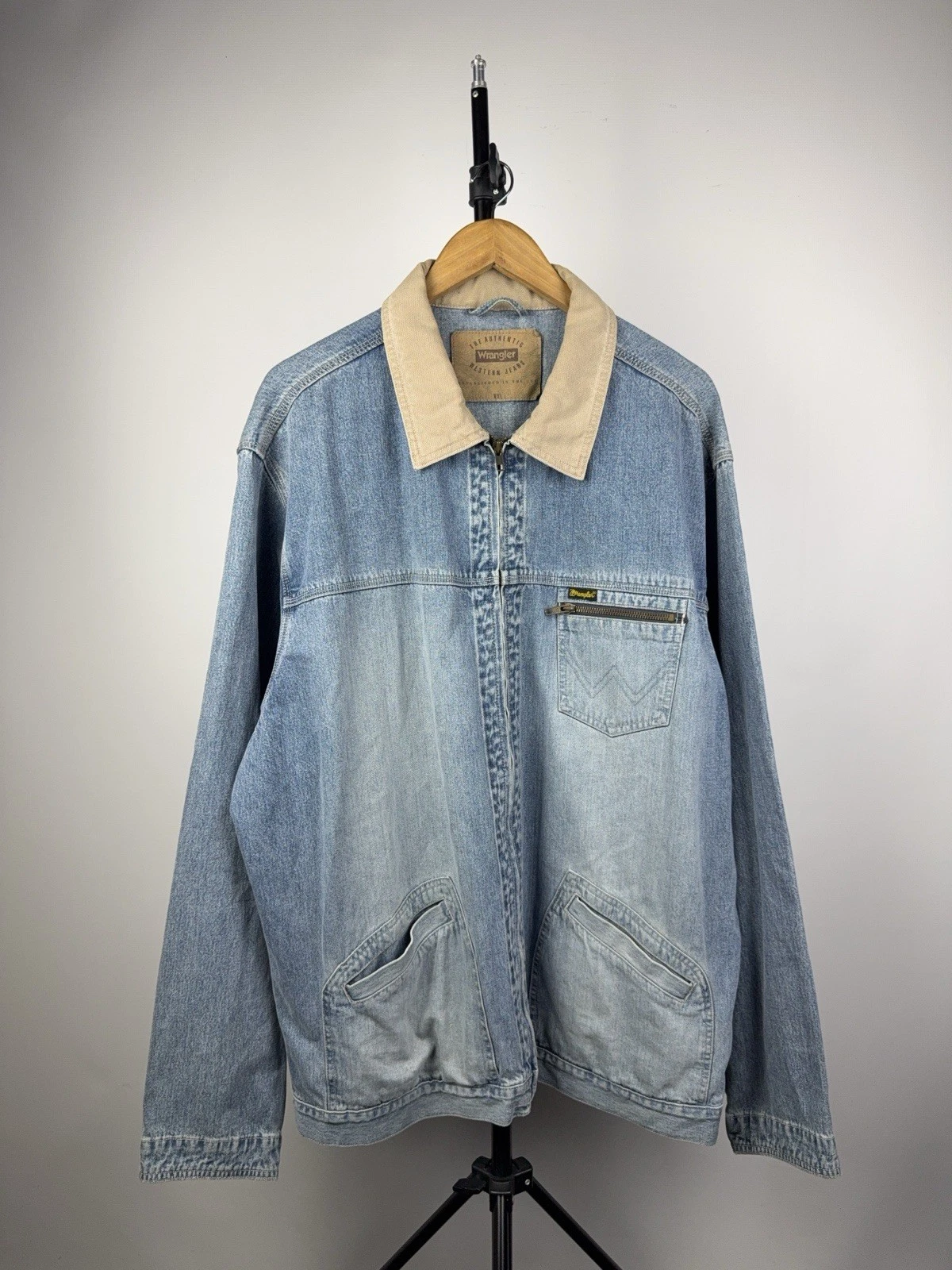 Vintage Retro 90s Wrangler Western Cowboy Denim Work Jacket Men’s XXL Size