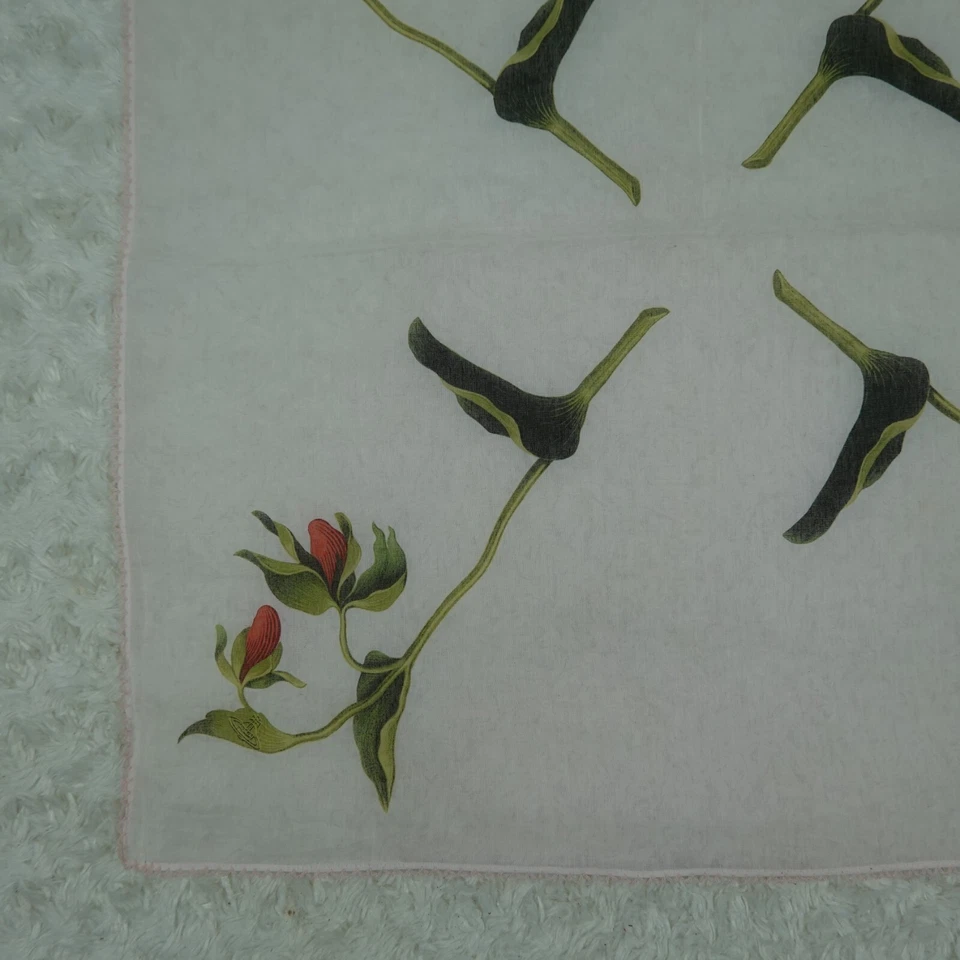 N919 VIVIENNE WESTWOOD Rosa Flor Algodón Bufanda Bufandas Bolsillo Cuadrado 22" X 23" Foto 4 de 4