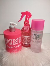 Victoria's Secret Pink Fresh  Clean Set Room Spray Body Lotion Shimmer Mist