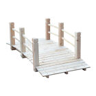 5' Wooden Rustic Decorative Garden Bridge with Railings Natural Wood