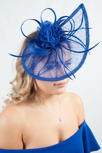 Blue Fascinator Sinamay Headpiece 