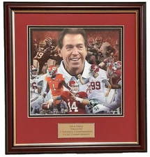 ALABAMA football Coach Nick Saban framed print THE GOAT Daniel Moore