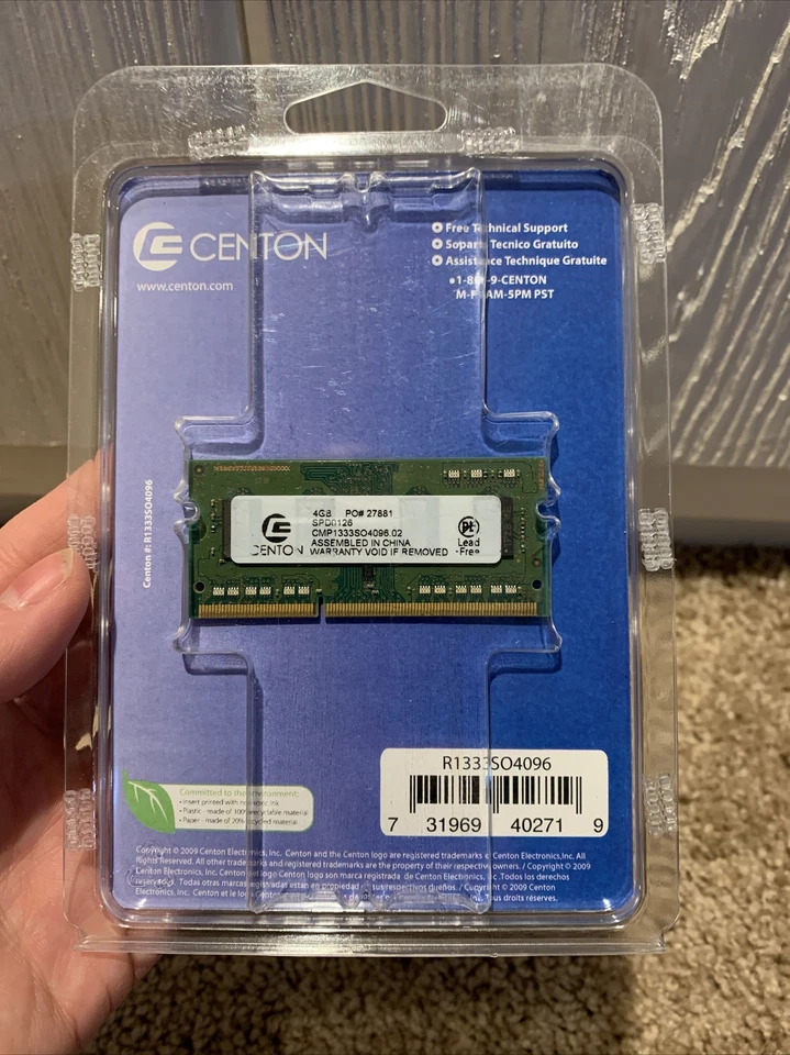 Centon PC3-10600 1333MT/S DDR3 (SODIMM) Dual-Channel Kit 4GB R1333SO4096 - Image 2 of 4