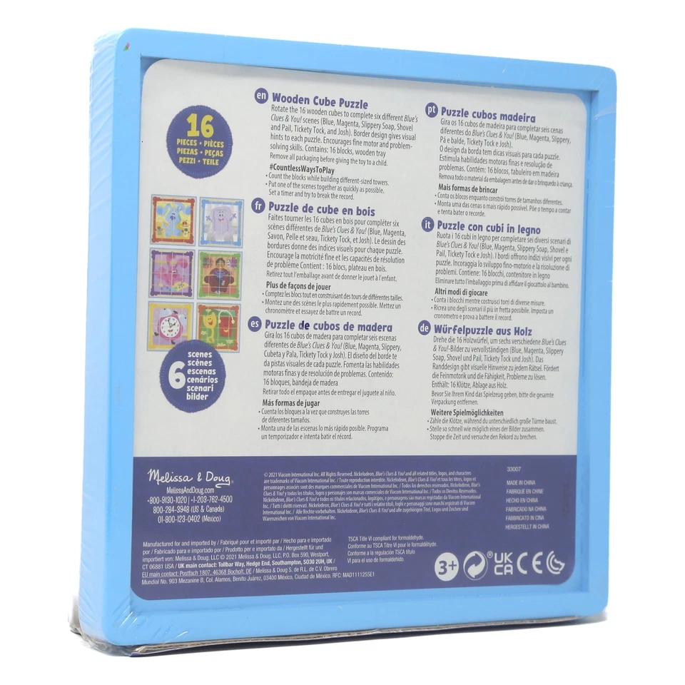 Melissa & Doug Blue's Clues & You! Cubo rompecabezas de madera de 16 piezas, TOTALMENTE NUEVO Foto 2 de 3