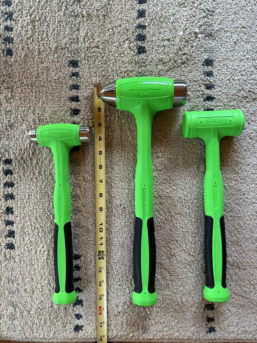 Snap on Dead Blow Hammer Set. Green 16 24 And 40 Oz