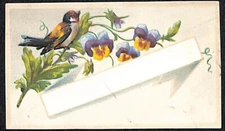 Blank Floral Victorian Trade / Calling Card w/ Bird