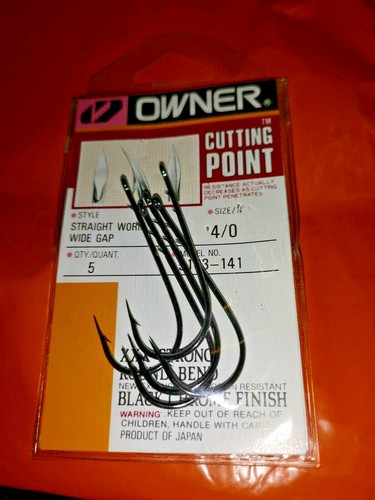 Owner Straight Shank 5/0 4/0 1/0 Worm wide gap Hook cutting point bait holder - Picture 10 of 26