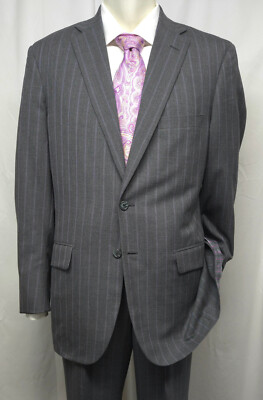 TOM JAMES Royal Classic Suit Holland & Sherry Gray w/Purple Stripe Bespoke 42