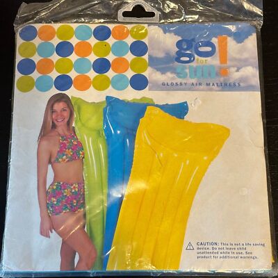 Vintage 1998 Go for sun Yellow Glossy Inflatable Air Mattress 72''