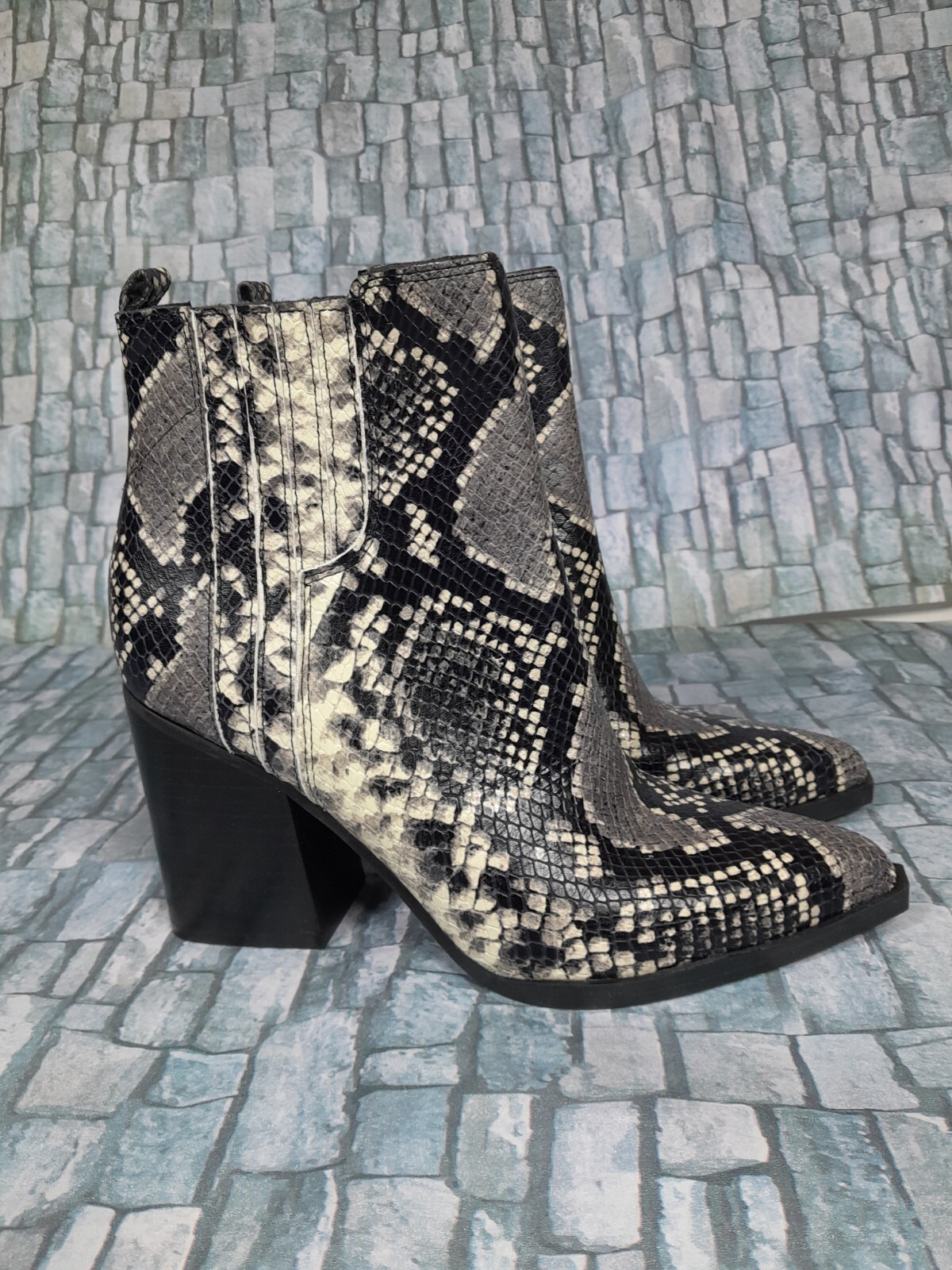 Marc Fisher Snake Print Bootie Boot Alva Block He… - image 2