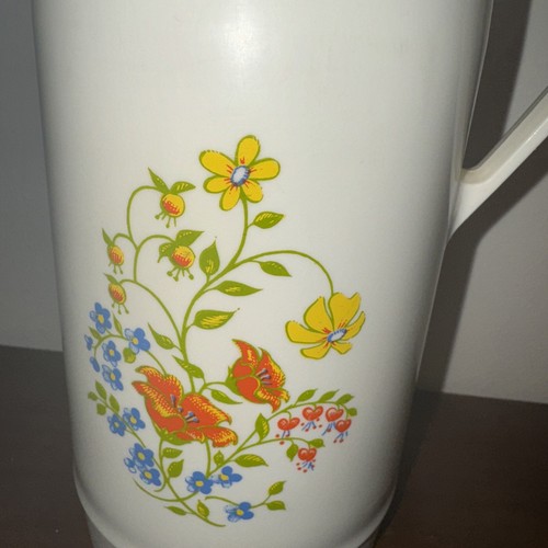 Vintage Thermoskanne King Seely Modell 90 Q mit einzigartiger Blumen Thermoskaraffe mit Deckel - Bild 2 von 8