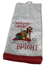 Set of 2 Christmas Holiday Dog  Kitchen Hand Towels-MAKING CHRISTMAS BRIGHT