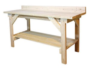 6' heavy duty natural wood garage workbench 2 shelf