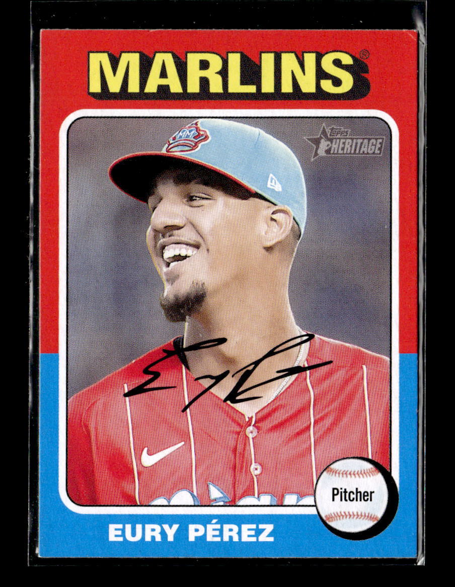 2024 Topps Heritage Eury Perez Miami Marlins #374 4 Card Lot