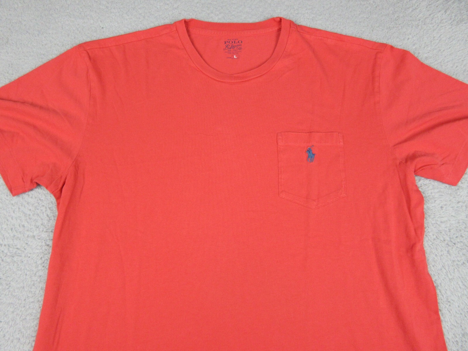 Polo Ralph Lauren Camicia Uomo Adulto Grande Rosso Blu Pony Logo Casual Preppy